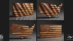 USA Flag and Map Pack  - CNC Files For Wood, 3D STL Models