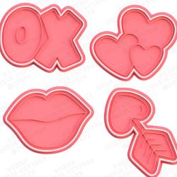 STL file Valentine Heart Cutters and Stamp 30 mm