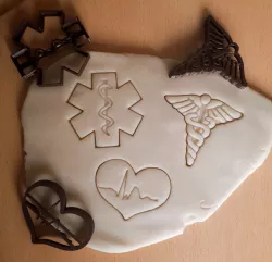 x3 símbolos medicina o enfermería - cortantes para galletas, masa