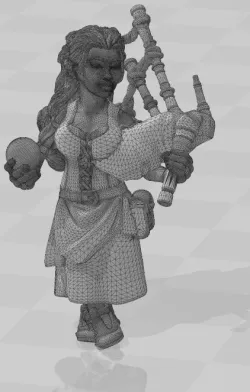 BARD HALFLING FEMALE dungeons and dragons mini pathfinder tabletop table game miniature musician girl