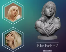 Billie Eilish portrait sculpture 2 3D print model