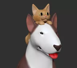 Bull Terrier with cat