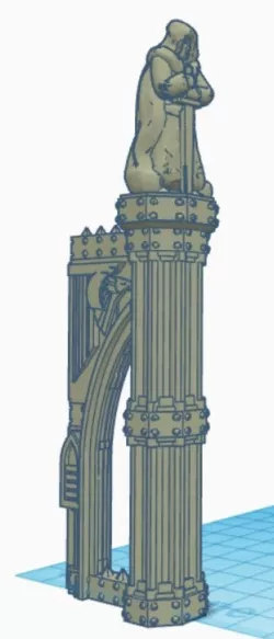 Buttress with Hooded Space Guy Statue