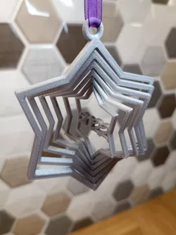 Christmas Tree Ornament 2022 Spinning Star, print in place, no support
