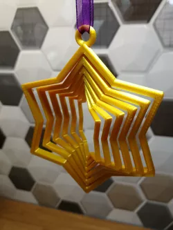 Christmas Tree Ornament Spinning Star, print in place, no support