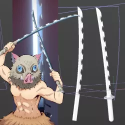 demon slayer 2 version Inosuke katana