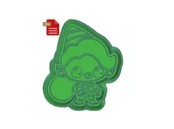 elf with sack of toys Cookie cutter and Stamp STL FILE