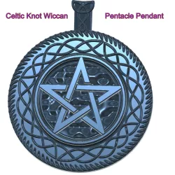 Magical Celtic Knot Wiccan Pentacle Pendant neck  witch necklace keychain femJ-65 3d-print and cnc