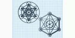 Metatron's Cube symbol, tetrahedron, Pack of 2 models