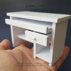 Mini TRADITIONAL COMPUTER TABLE FOR 1:12 DOLLHOUSE