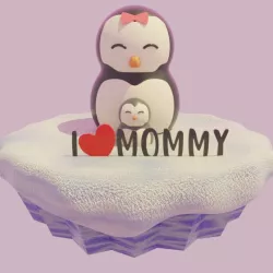 Mothers Day Penguin Mom and son