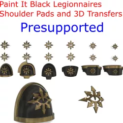 Paint It Black Legionnaires Shoulder Pads and 3D Transfers - Presupported