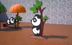 panda standing tree
