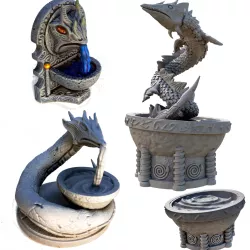 Sea Serpent Water Fountains and Statues Fantasy Tabletop Miniatures