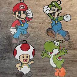 Set of 4 Mario ornaments
