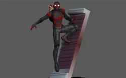 SPIDERMAN PS5 MILES MORALES SPIDERCAT STATUE WALL VERSION MARVEL 3D PRINT