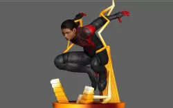 SPIDERMAN PS5 MILES MORALES STATUE FIGHT VERSION MARVEL 3D print model