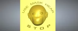 warning attention covid-19 protective coronavirus virus mask door hinge keyring trinket wall pendant  dv-mask-03 3d-print and cnc