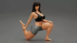 Young Woman Doing Yoga Asana Standing Forward Bend Pose 3D Print Model