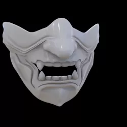 3D Sculpted Half Face Samurai Mempo Mask
