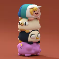 ADVENTURE TIME FANART- fionna, cake,lumpy space princess and gunter