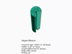 Airgun silencer (extra-long) with UNEF 1/2-28 threads .30 caliber 7.62mm