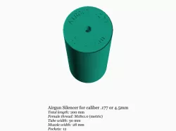 Airgun silencer (medium) with M18x1 threads .177 caliber 4.5mm