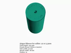 Airgun silencer (medium) with M18x1 threads .22 caliber 5.5mm