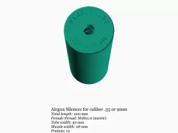 Airgun silencer (medium) with M18x1 threads .35 caliber 9mm