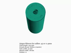 Airgun silencer (medium) with M18x1 threads .45 caliber 11.4mm