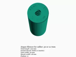 Airgun silencer (medium) with M18x1 threads .50 caliber 12.7mm