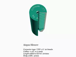 Airgun silencer (medium) with UNF 1/2 threads .22 caliber 5.5mm
