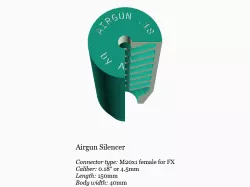 Airgun silencer (short) with FX threads .177 caliber 4.5mm