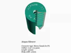 Airgun silencer (short) with FX threads .22 caliber 5.5mm