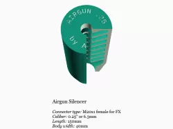 Airgun silencer (short) with FX threads .25 caliber 6.35mm