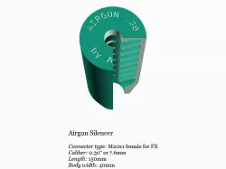 Airgun silencer (short) with FX threads .30 caliber 7.62mm
