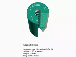 Airgun silencer (short) with FX threads .35 caliber 9mm