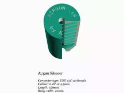 Airgun silencer (short) with UNF 1/2 threads .177 caliber 4.5mm