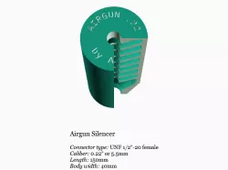 Airgun silencer (short) with UNF 1/2 threads .22 caliber 5.5mm