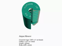 Airgun silencer (short) with UNF 1/2 threads .30 caliber 7.62mm