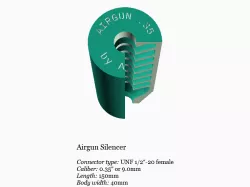Airgun silencer (short) with UNF 1/2 threads .35 caliber 9mm