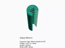 Airgun silencer (special) with FX threads .30 caliber 7.62mm