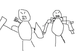 angry andriod bot that has 2 different weapons.