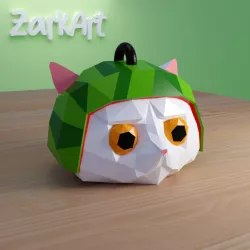 Cat With a Watermelon Hat - Keychain