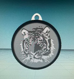 Circle tiger pendant litho with loop