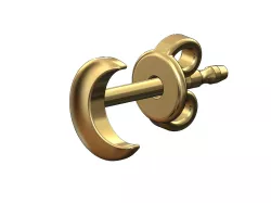 Crescent moon stud earring 3D print model