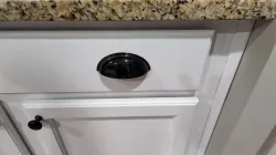 Cup kitchen drawer handle - single bolt