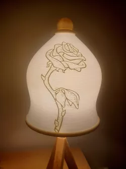 Enchanted Rose in Bell Shaped Jar, Table Lamp Lampshade. Beauty and the Beast.
