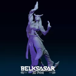 Girl Tiefling Sorcerer in Dynamic pose 3D print model