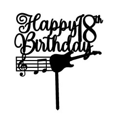 Happy 18th Birthday Musical Note Guitar Cake Topper